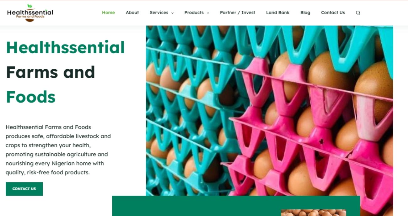Website Design and Development - Oneder Technologies - Healthssential Farms and Foods