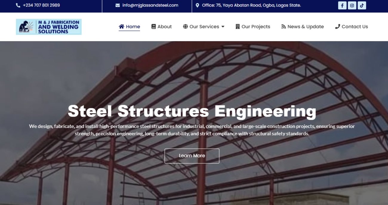 Website Design and Development - Oneder Technologies - M&J Fabrication and Welding Solutions Ltd