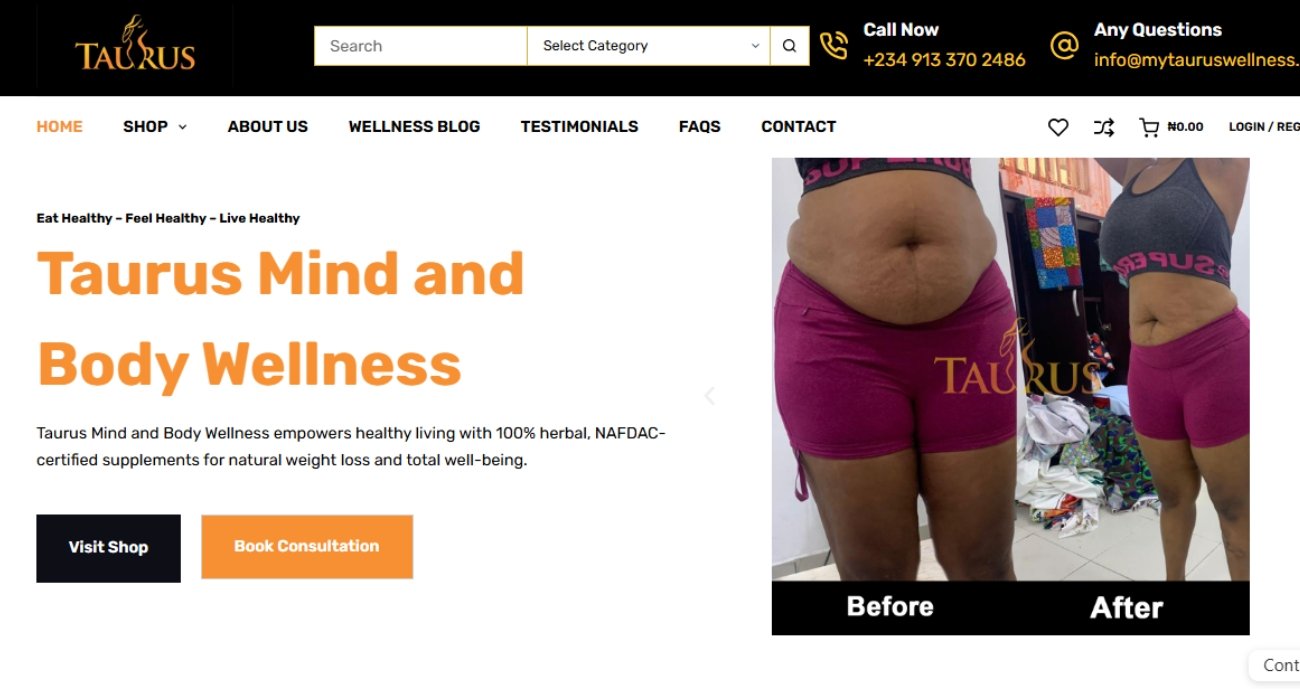 Website Design and Development - Oneder Technologies - Taurus Mind and Body Wellness