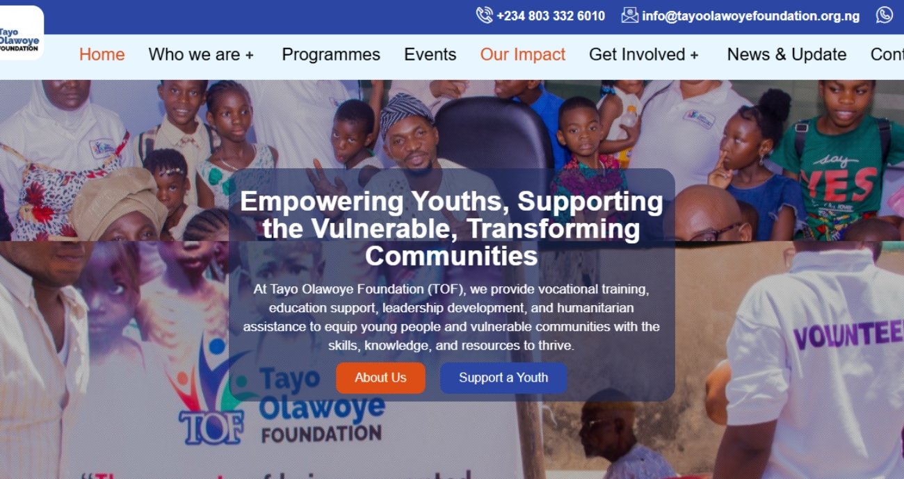 Website Design and Development - Oneder Technologies - Tayo Olawoye Foundation (TOF)