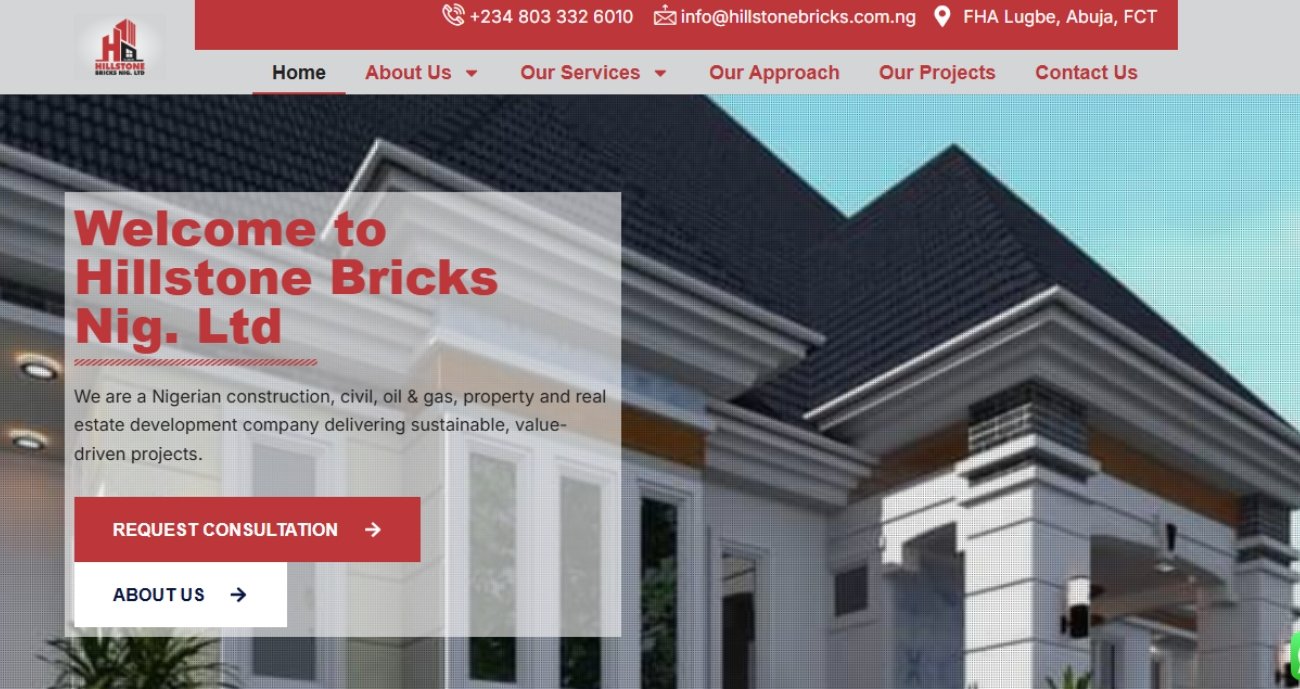 Website Design and Development - Oneder Technologies - Hillstone Bricks Nig. Ltd