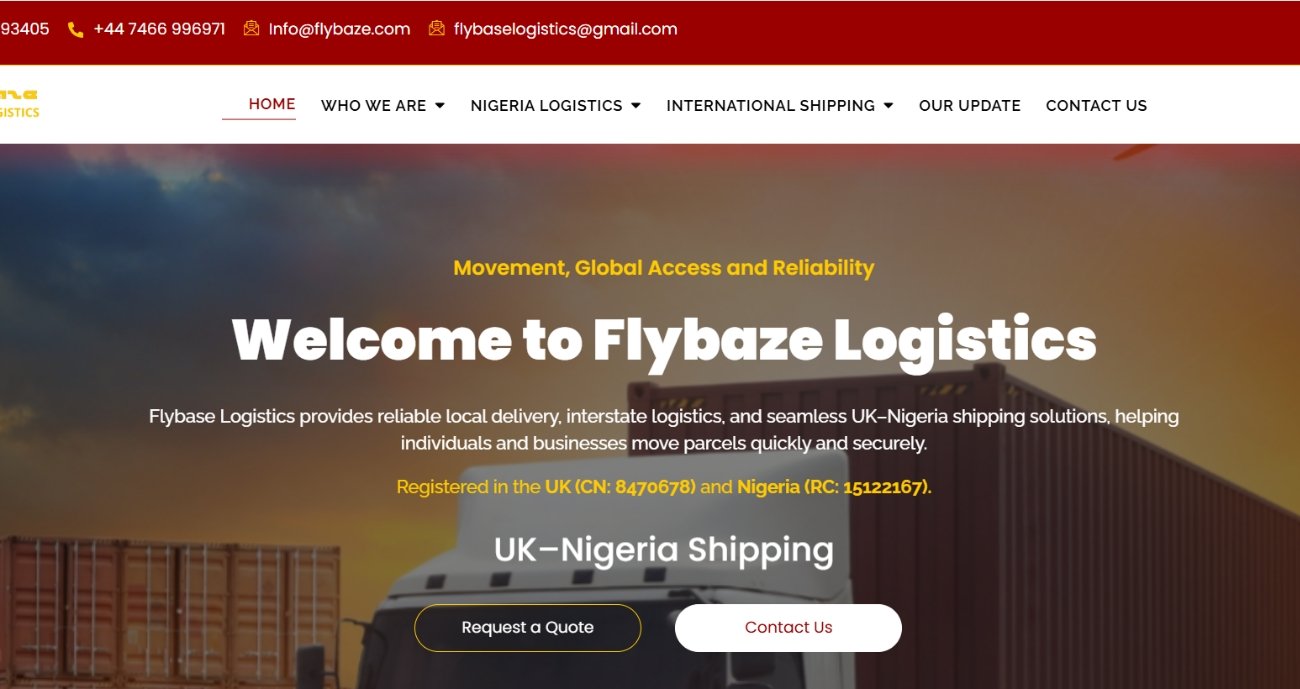 Website Design and Development - Oneder Technologies - Flybaze Logistics