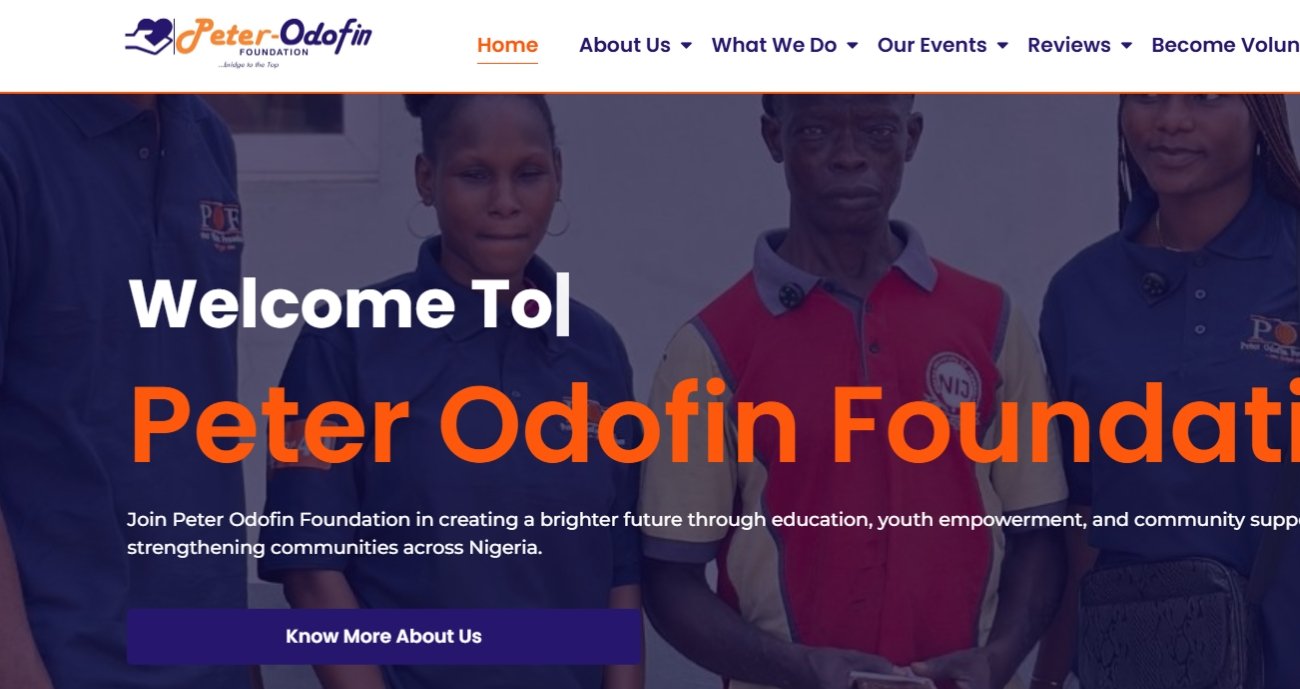 Website Design and Development - Oneder Technologies - Peter Odofin Foundation
